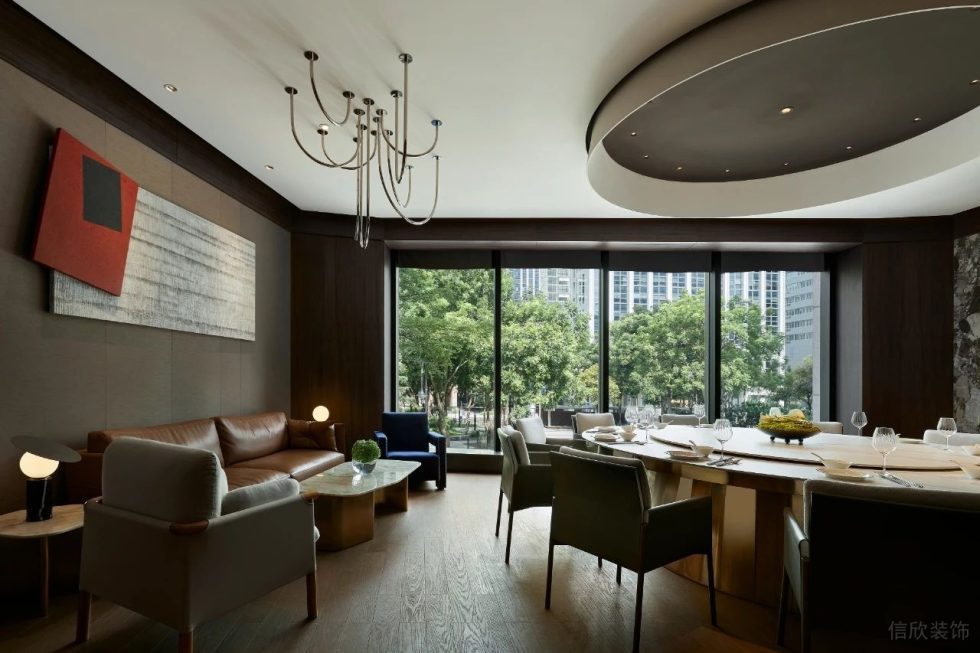 深遠(yuǎn)輕奢金屬感中餐廳舒適休息區(qū)效果圖