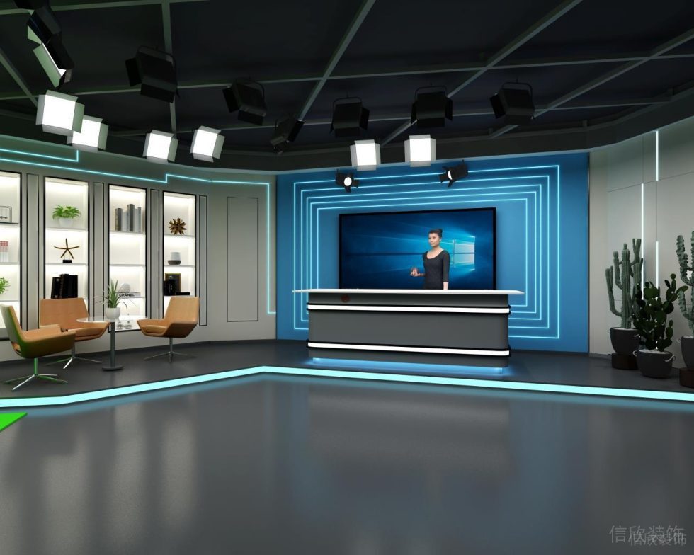 深圳福田勁松大廈工商銀行現(xiàn)代風格直播間裝修設計實景直播區(qū)效果圖