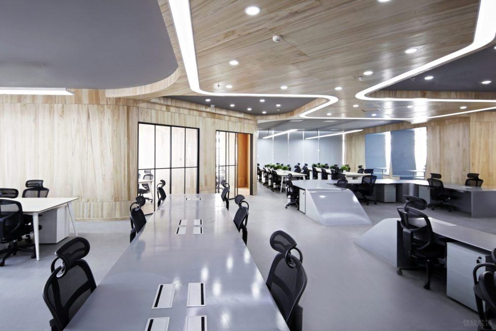 現代原木風辦公室裝修設計原木色護墻板 現代原木風辦公室裝修設計原木色護墻板