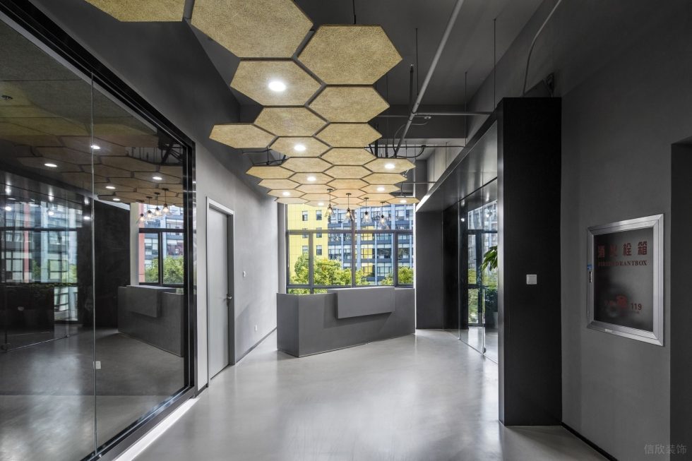 混搭時尚工業風辦公室裝修設計黑灰色門廳 混搭時尚工業風辦公室裝修設計黑灰色門廳