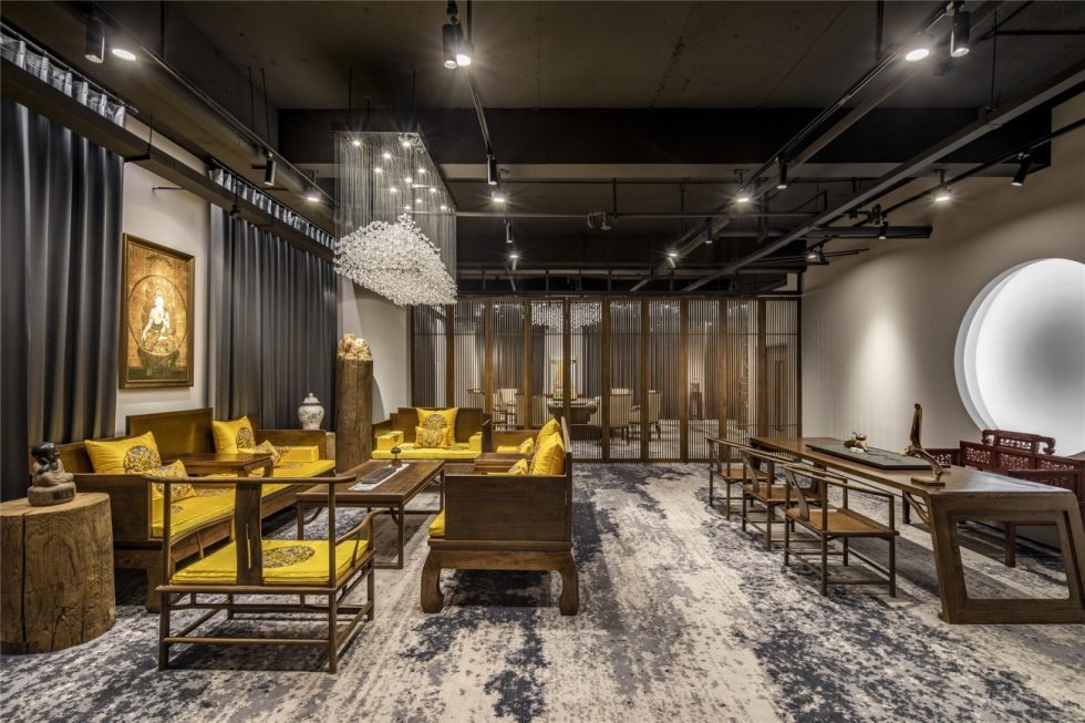 極簡中式混搭風陶瓷藝術(shù)品展廳裝修設(shè)計 展廳洽談交流區(qū)