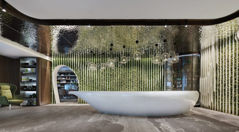 魔幻現代風辦公室裝修設計白色烤漆異形前臺 魔幻現代風辦公室裝修設計白色烤漆異形前臺