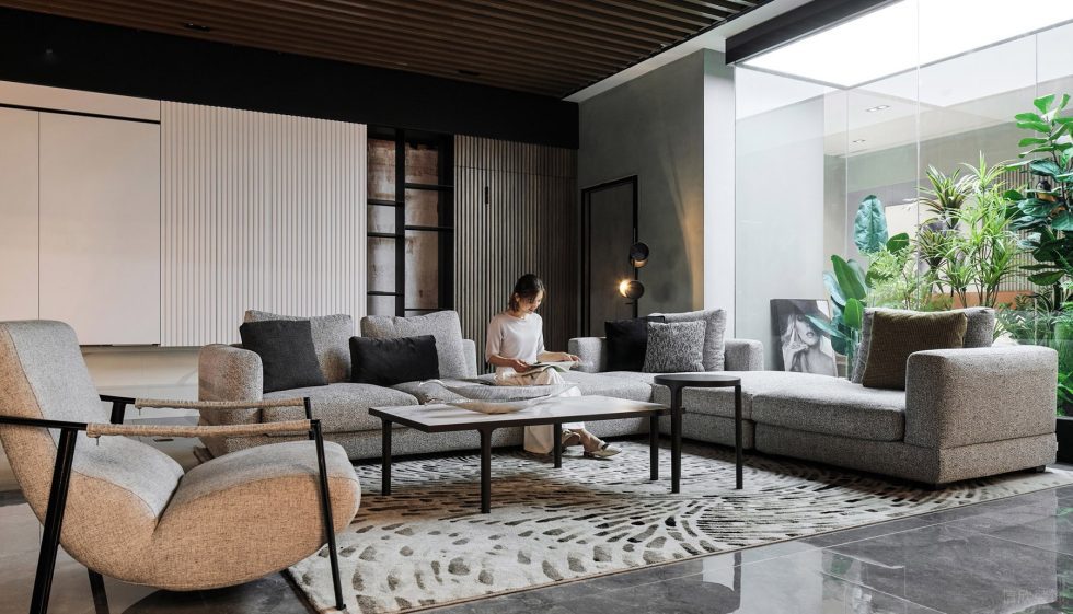 Nasca整體家具展廳裝修設(shè)計(jì) 灰色布藝軟包沙發(fā)