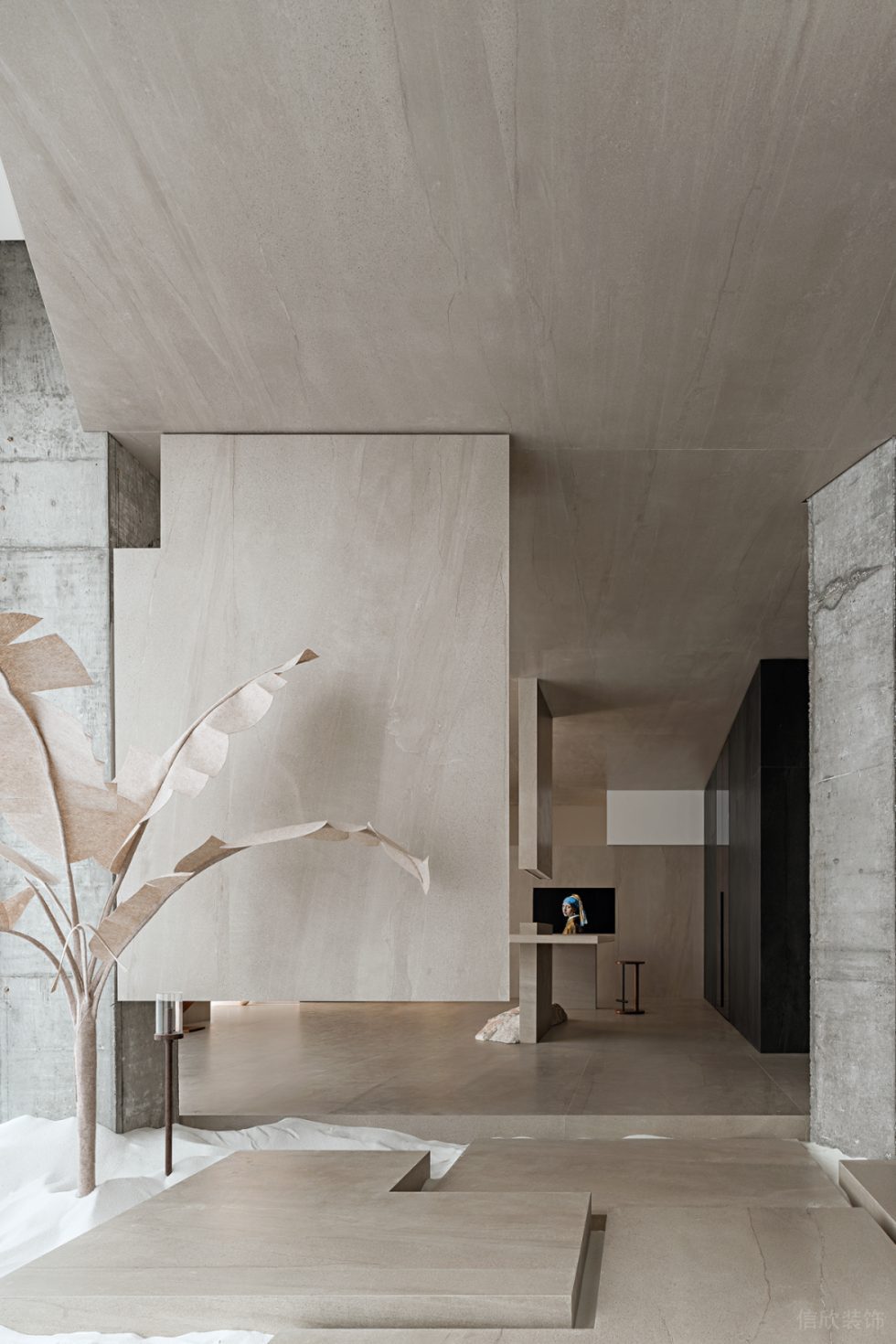 西班牙寶瓷蘭巖板裝修設(shè)計效果圖 淺咖色面板