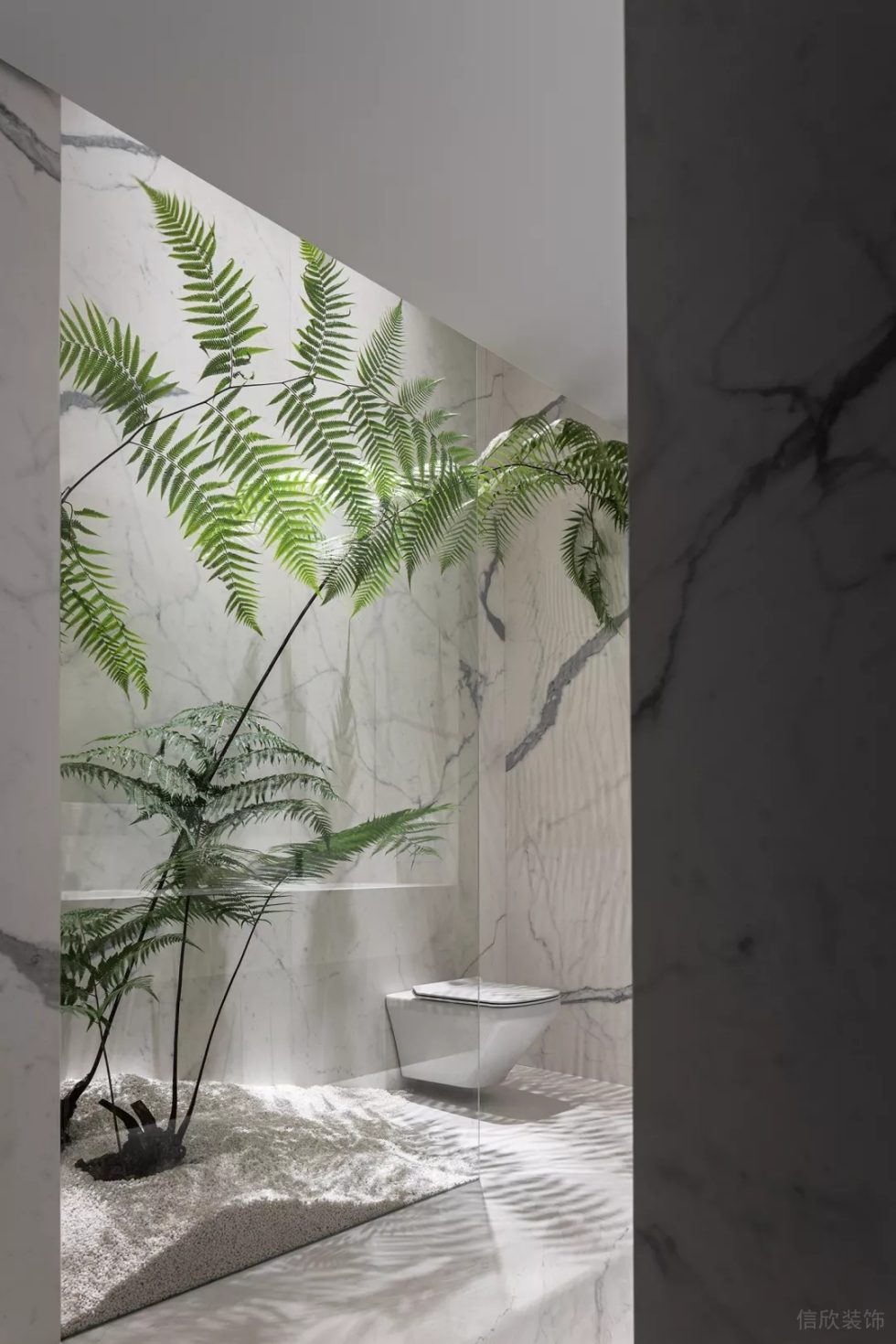 西班牙寶瓷蘭巖板裝修設(shè)計效果圖 白底灰紋墻飾面板