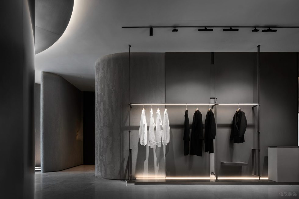 現(xiàn)代時尚多功能照明燈具展廳設計 衣架燈光效果