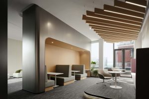 淡雅色簡約現(xiàn)代風(fēng)辦公室裝修設(shè)計高級灰洽談廳效果圖