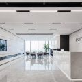 米白色極簡風(fēng)辦公室裝修設(shè)計(jì)黑白色前廳效果圖