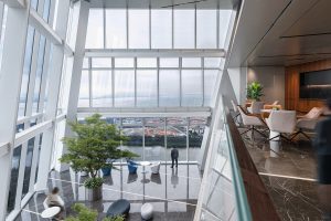 高級灰現(xiàn)代簡約風(fēng)辦公室裝修設(shè)計灰白色大堂洽談區(qū)效果圖