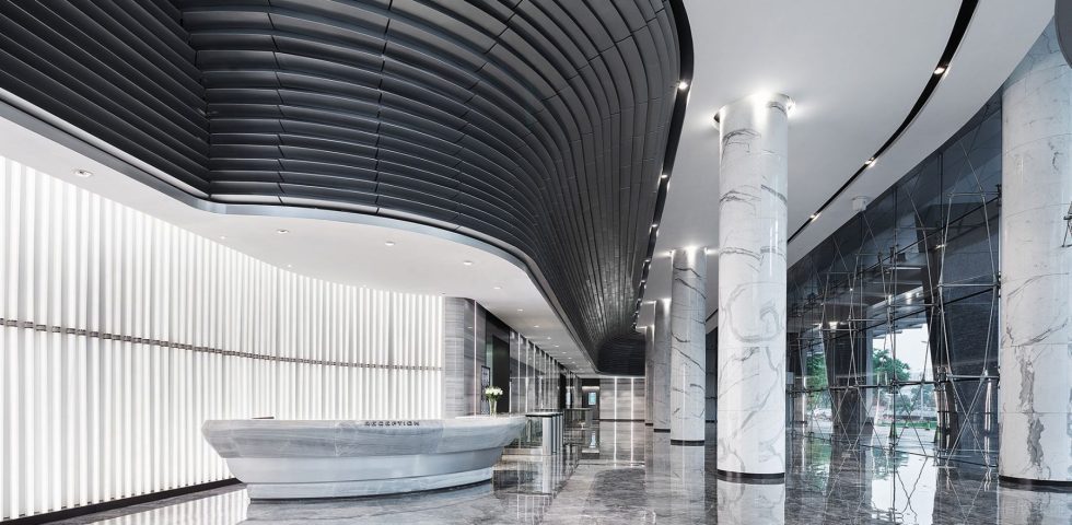 黑白灰高級現代風辦公室裝修設計黑白灰大堂