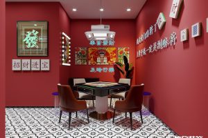深圳福田皇崗棋牌室紅色麻將館裝修設計