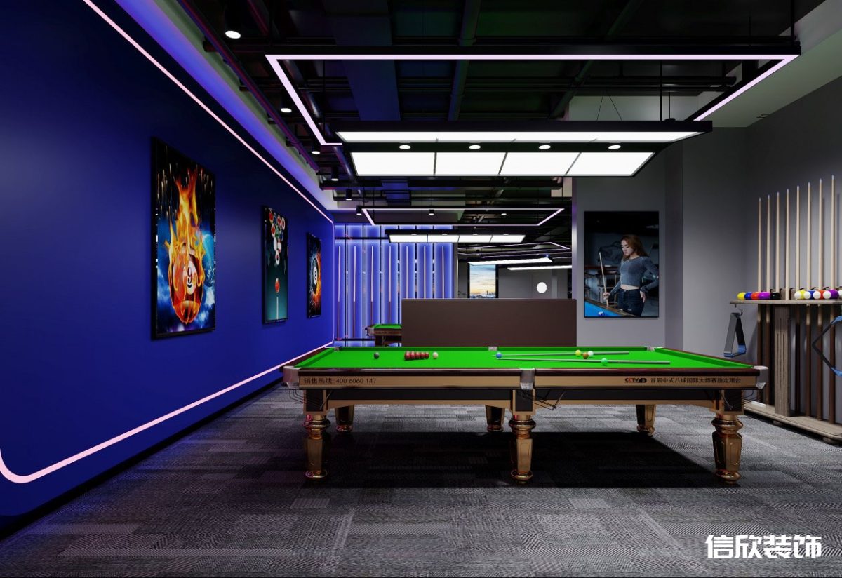 深圳福田皇崗棋牌室桌球區(qū)裝修設計