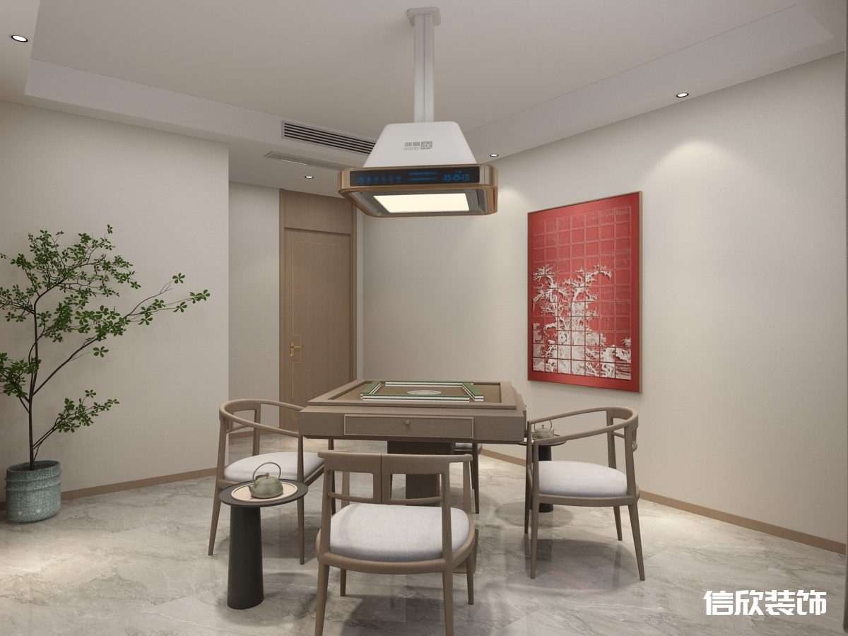 深圳福田景田棋牌室紅色掛畫裝修設(shè)計(jì)