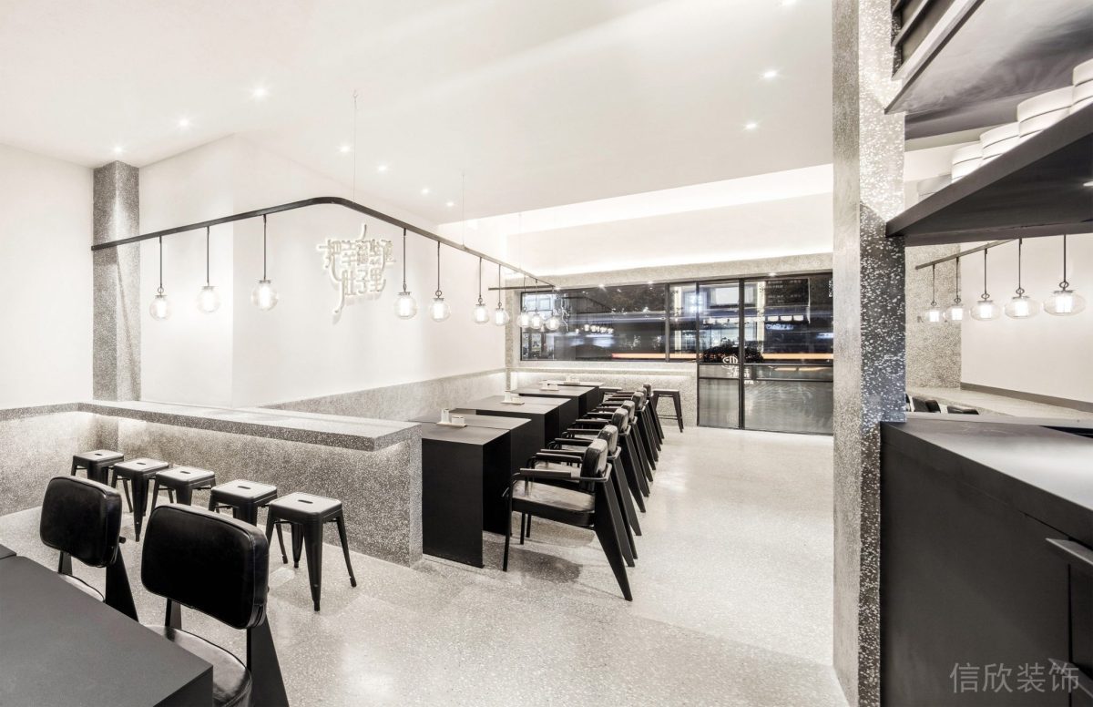 深圳南山南油面館水磨石餐臺(tái)裝修設(shè)計(jì)