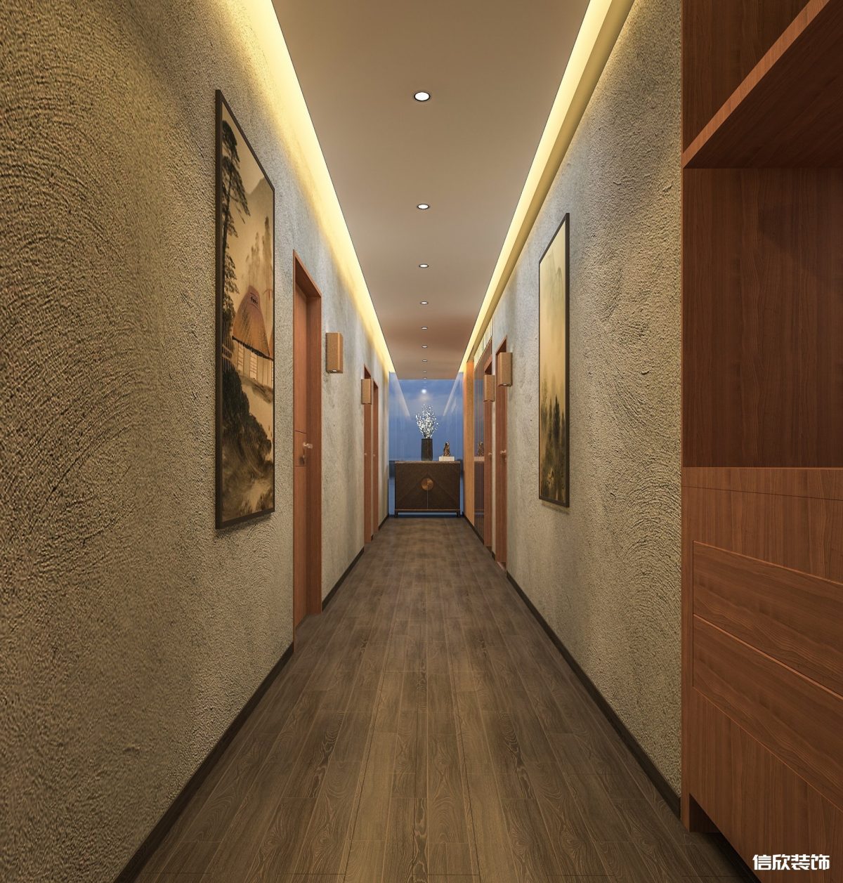 深圳南山桃源現(xiàn)代暖色棋牌室過道區(qū)裝修設(shè)計(jì)