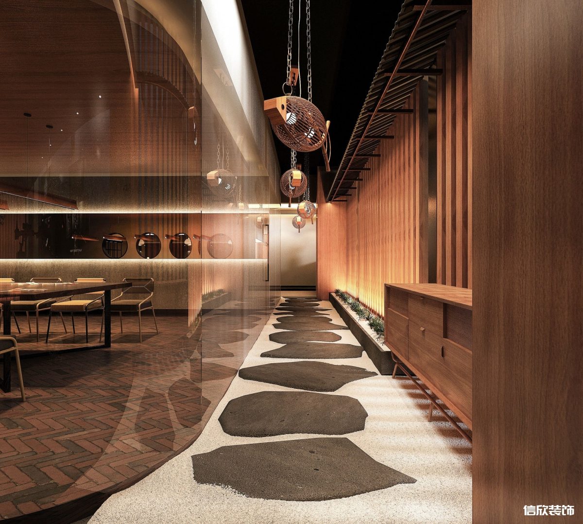 深圳南山桃源現(xiàn)代暖色棋牌室過道接待區(qū)裝修設(shè)計(jì)