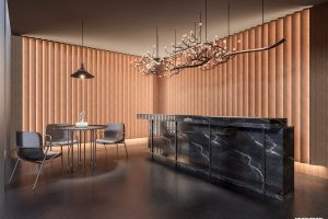 深圳南山桃源現代暖色棋牌室前廳接待區裝修設計