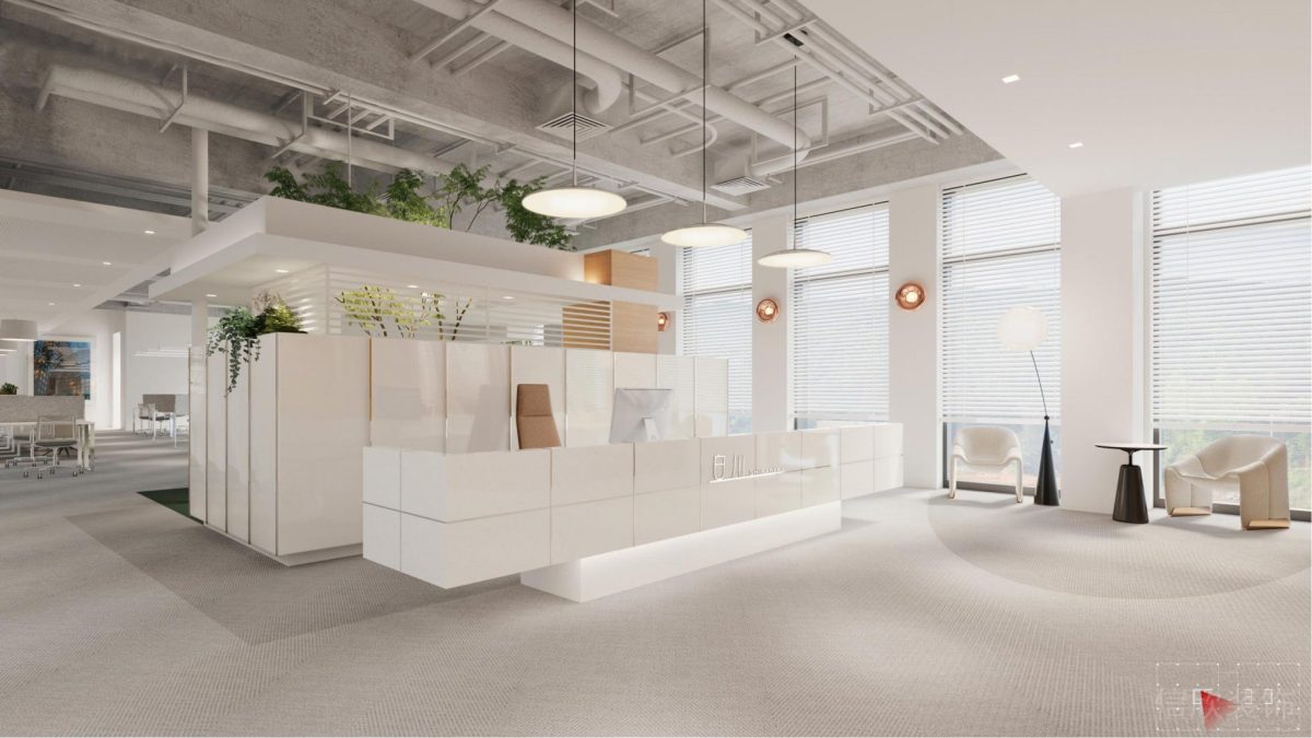 白色極簡風辦公室裝修設計-白色接待區(qū)