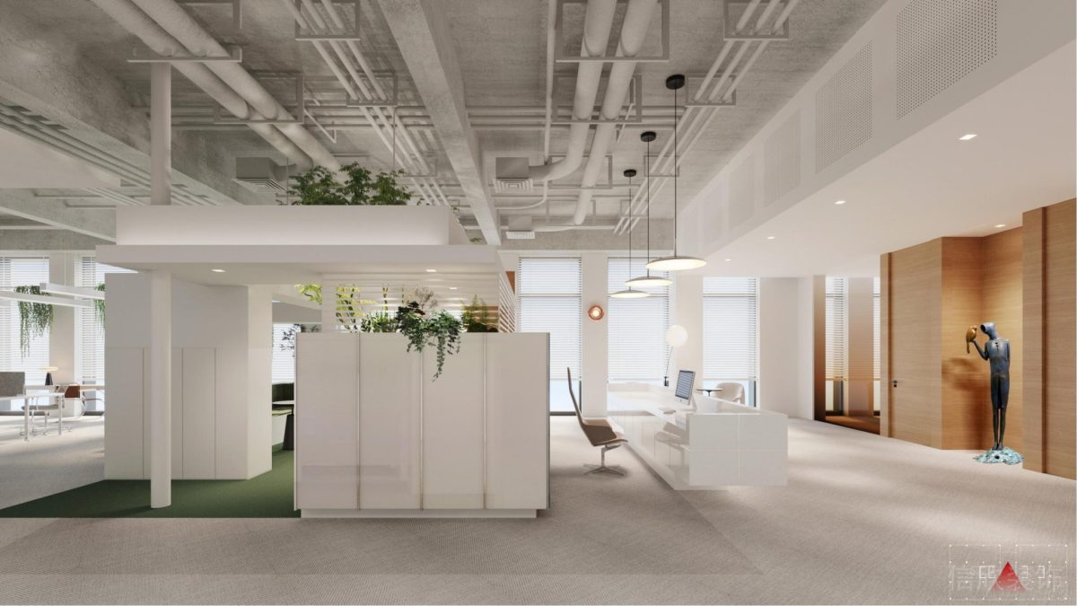 白色極簡風辦公室裝修設計-白色接待區(qū)隔斷