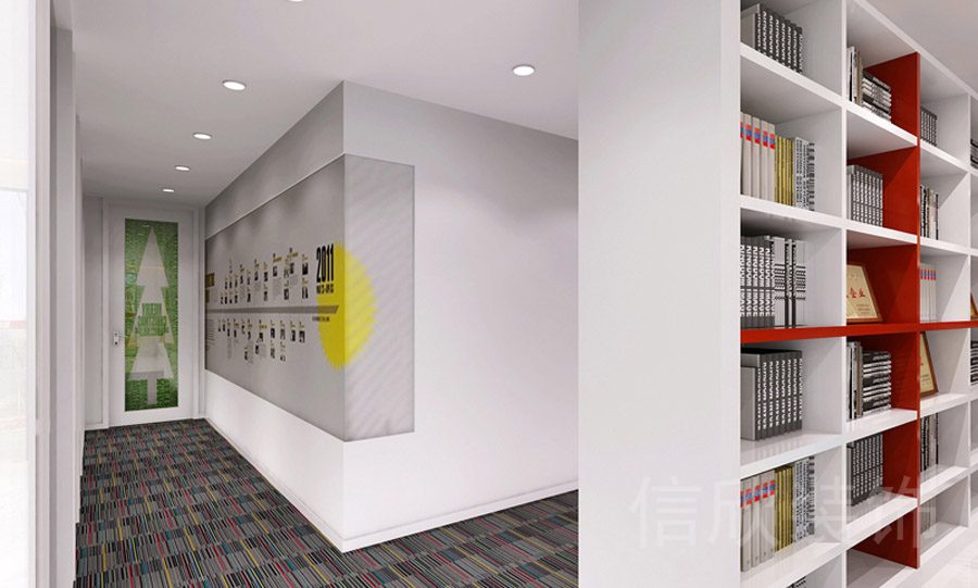 光明區(qū)研祥智谷聚能教育青少年培訓(xùn)中心滿(mǎn)墻書(shū)架隔斷過(guò)道區(qū)域