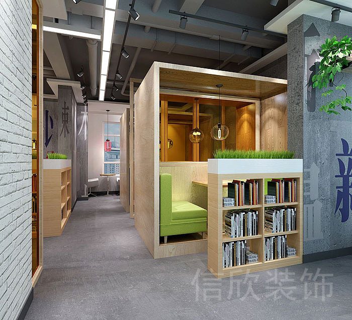 深圳市龍華匯海廣場青少年兒童培訓(xùn)機(jī)構(gòu)獨(dú)立框架閱讀休息區(qū)域綠色小沙發(fā)