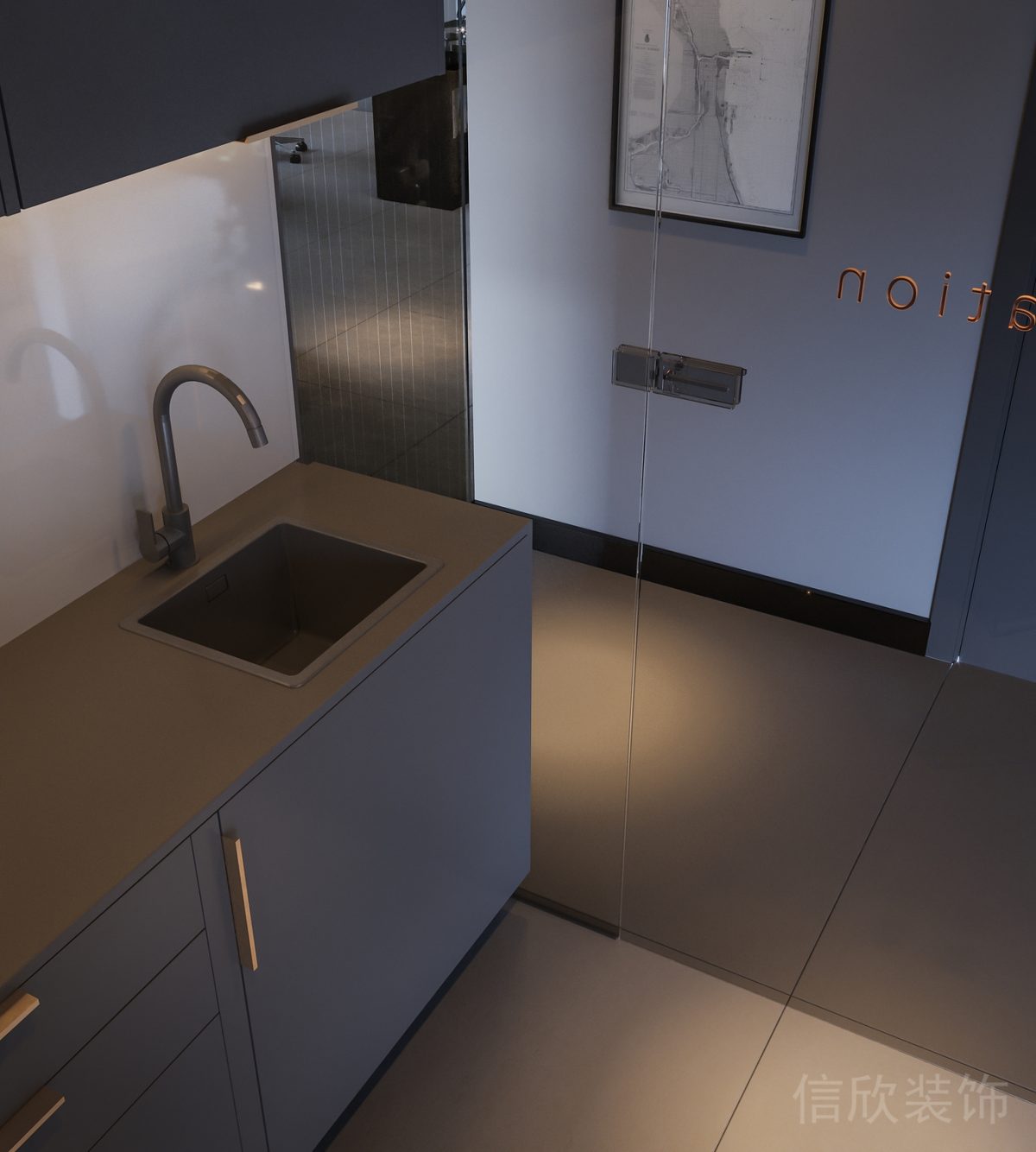 標準化診室清潔洗手池灰色大理石裝修設計