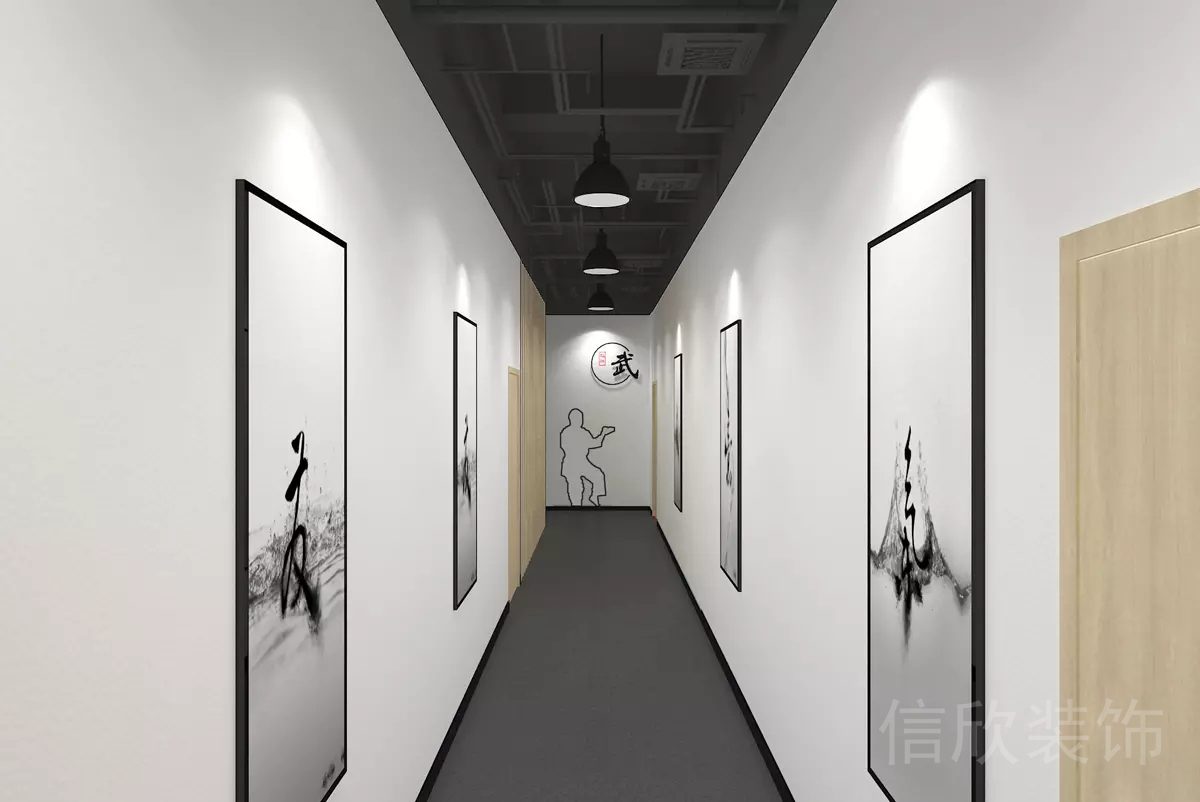 龍崗坂田弘興武術(shù)運(yùn)動館楓木門無天花加厚地毯過道