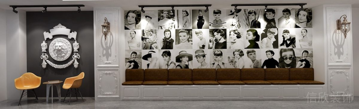 深圳周邊風(fēng)火創(chuàng)意園舞蹈夢(mèng)想培訓(xùn)機(jī)構(gòu)過(guò)道墻面藝術(shù)裝飾赫本風(fēng)海報(bào)休息區(qū)