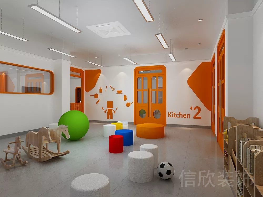 橙色楓木現(xiàn)代風(fēng)卡通烘焙DIY培訓(xùn)機(jī)構(gòu)教室休息區(qū)裝修設(shè)計(jì)
