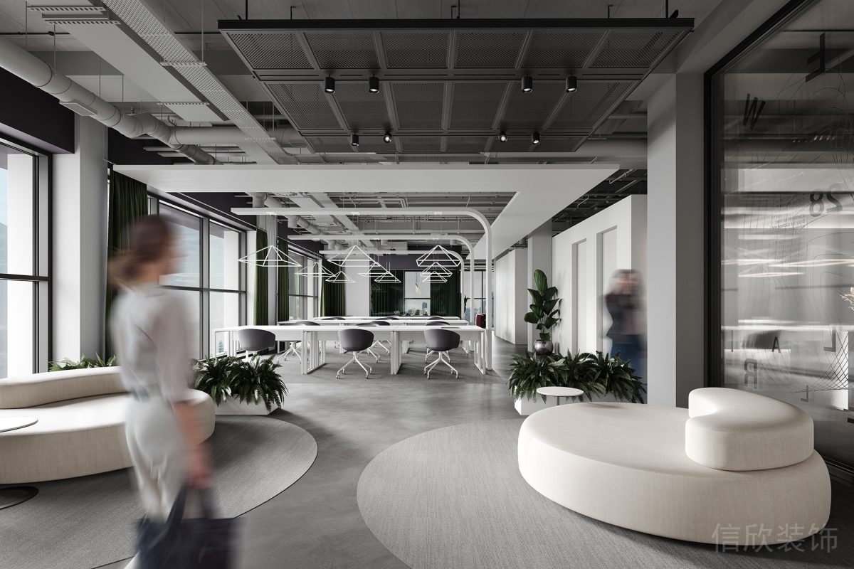 深色工業(yè)風(fēng)現(xiàn)代辦公空間辦公區(qū)裝修設(shè)計(jì)