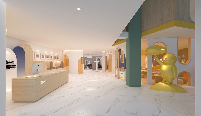 深圳畢加索國(guó)際美術(shù)教育中心藍(lán)色柱子效果圖