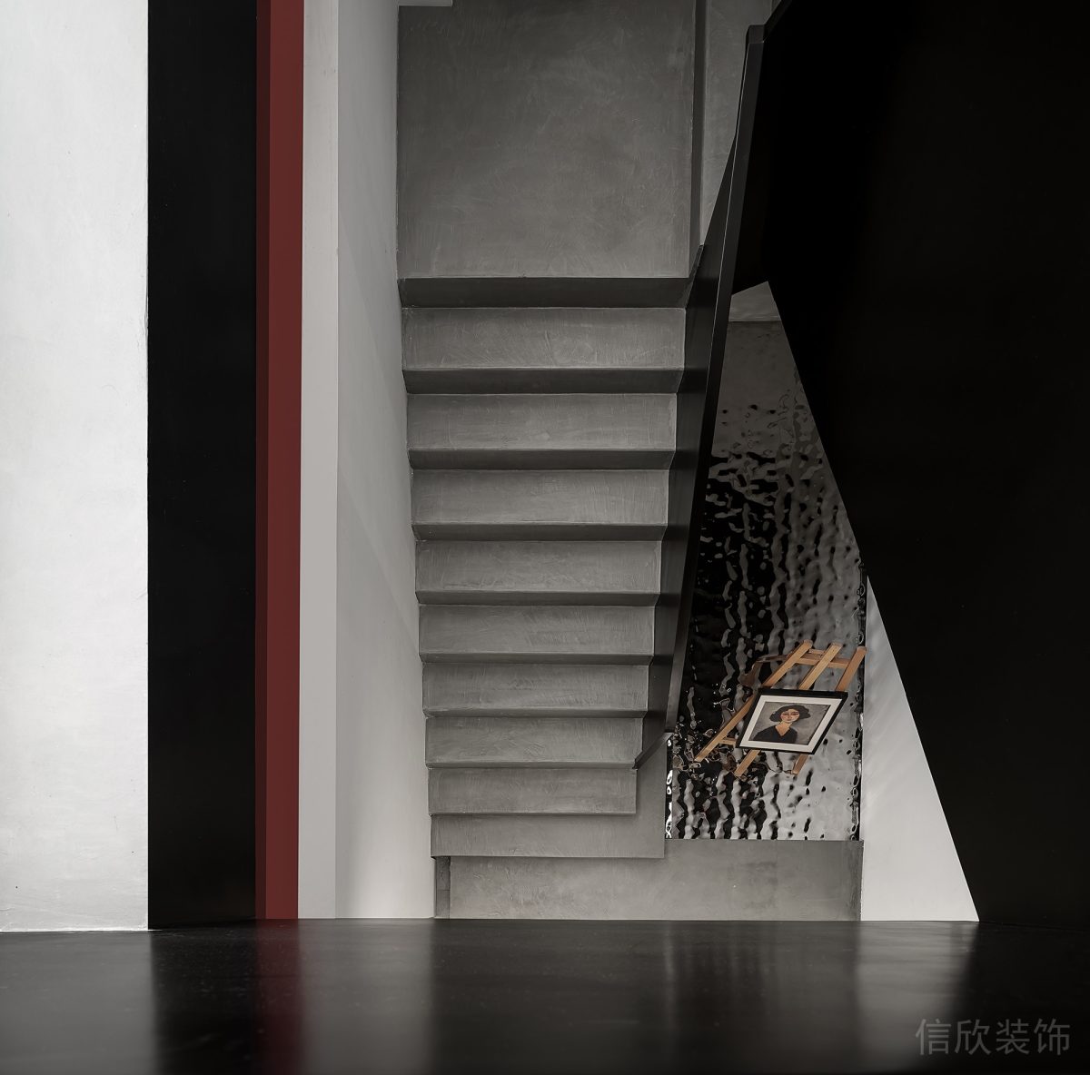 現(xiàn)代工業(yè)風(fēng)辦公空間樓梯水波紋金屬板裝修設(shè)計