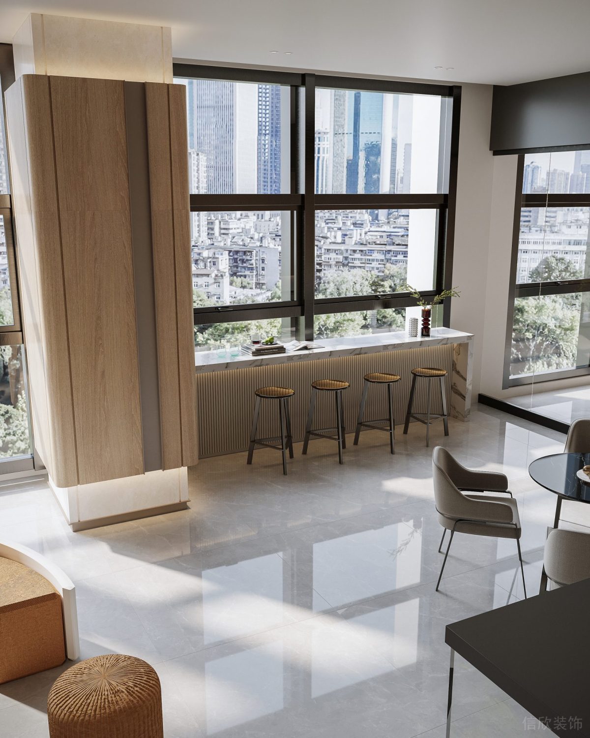 現(xiàn)代簡約風(fēng)辦公接待區(qū)裝修設(shè)計 休息區(qū)吧椅