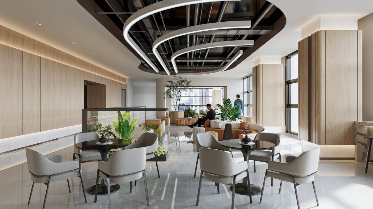 現(xiàn)代簡約風(fēng)辦公接待區(qū)裝修設(shè)計 休息區(qū)四人位