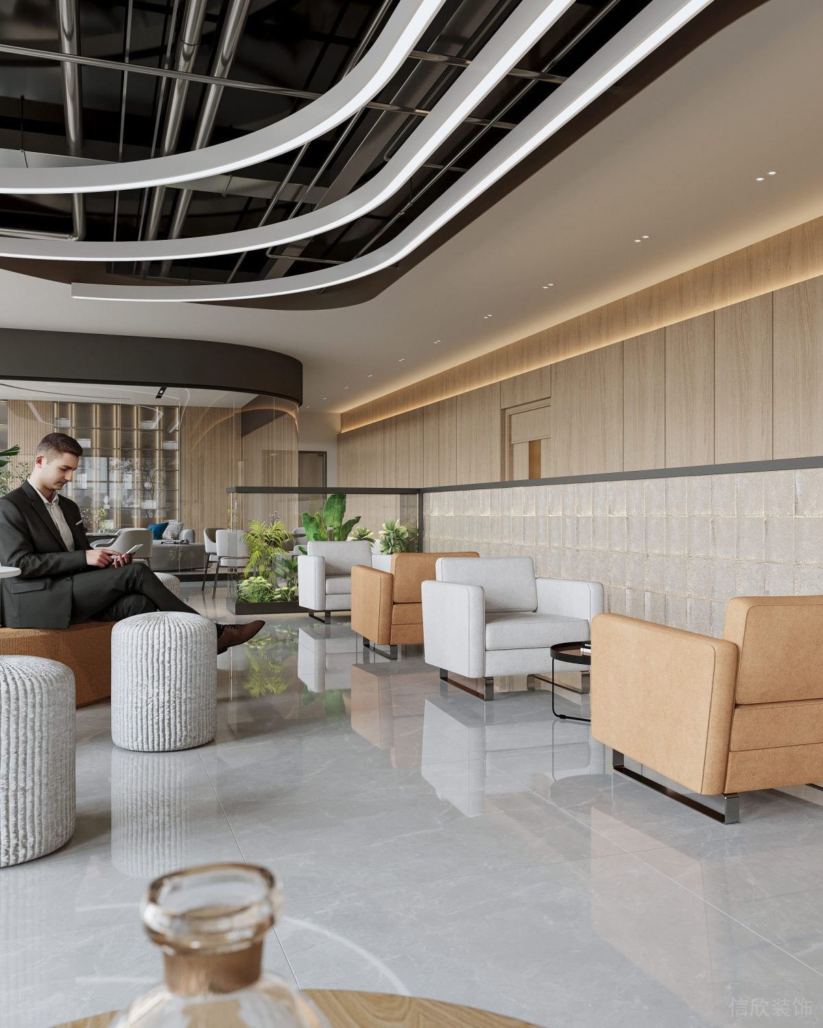 現(xiàn)代簡約風(fēng)辦公接待區(qū)裝修設(shè)計 休息區(qū)