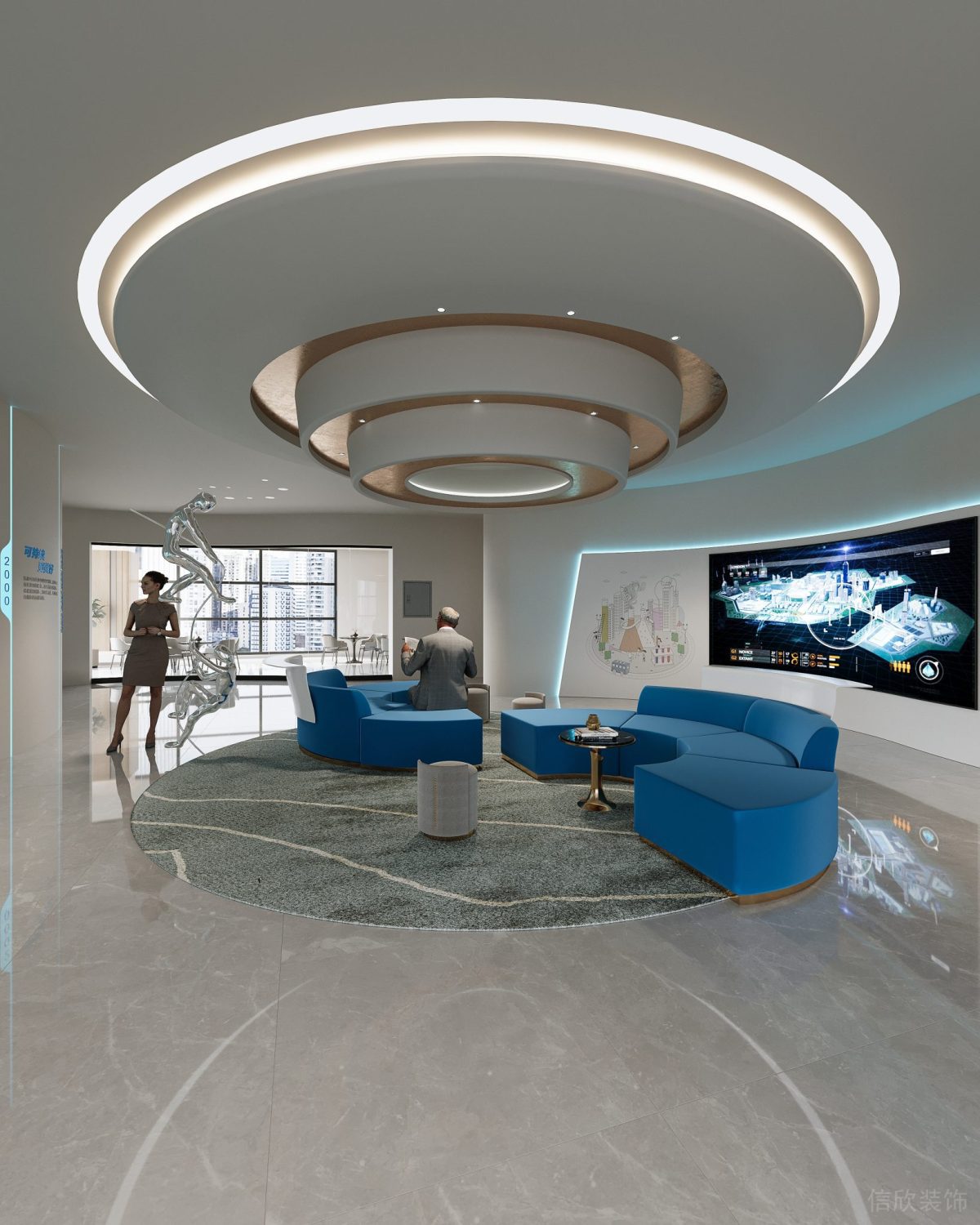 現(xiàn)代簡約風(fēng)辦公接待區(qū)裝修設(shè)計 展示區(qū)