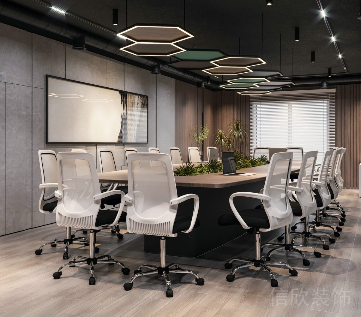 現(xiàn)代輕奢風格辦公空間會議室裝修設計
