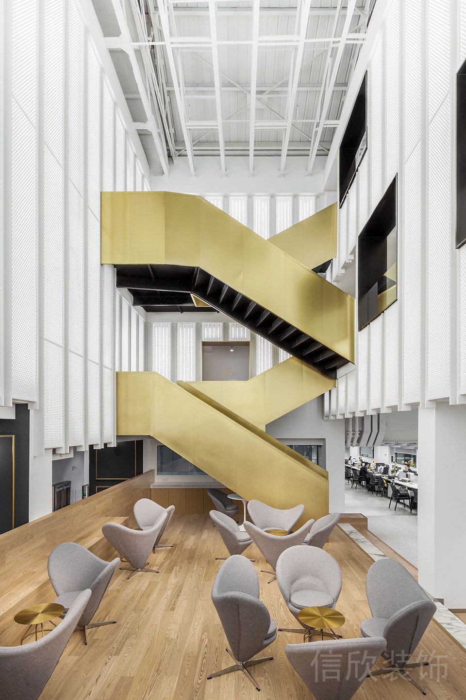 Z字形樓梯辦公室公共開放式休息區(qū)設計