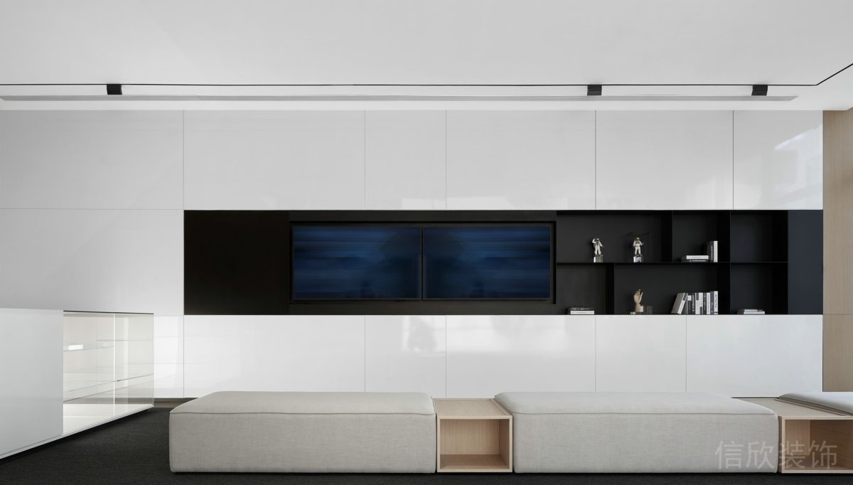 棉麻沙發(fā)墻柜一體設(shè)計(jì)時(shí)尚簡(jiǎn)約辦公室