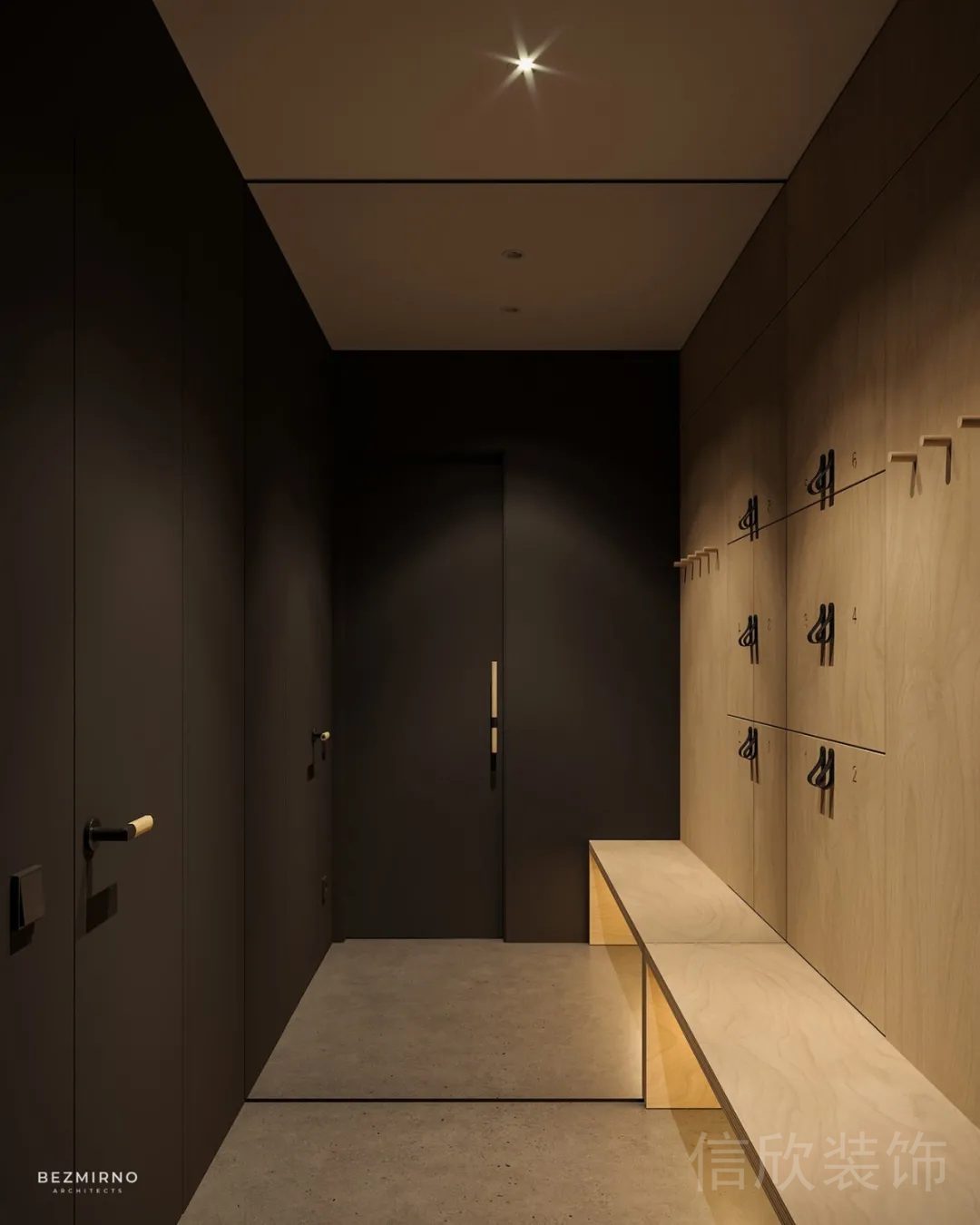 過道裝修設計更衣室木質瑜伽舞蹈機構效果