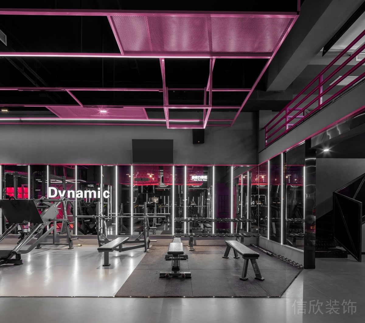 幾何線條健身房裝修器械力量區(qū)簡約設(shè)計(jì)