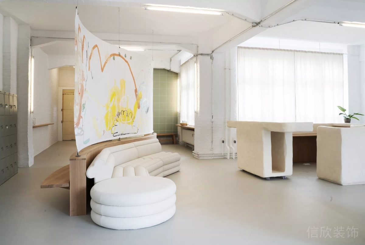 皮革沙發(fā)奶油風(fēng)格休息區(qū)瑜伽機構(gòu)設(shè)計