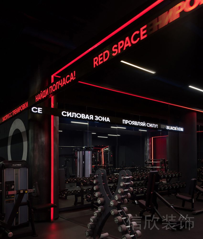 啞鈴創(chuàng)意健身房力量區(qū)裝修科技設(shè)計圖