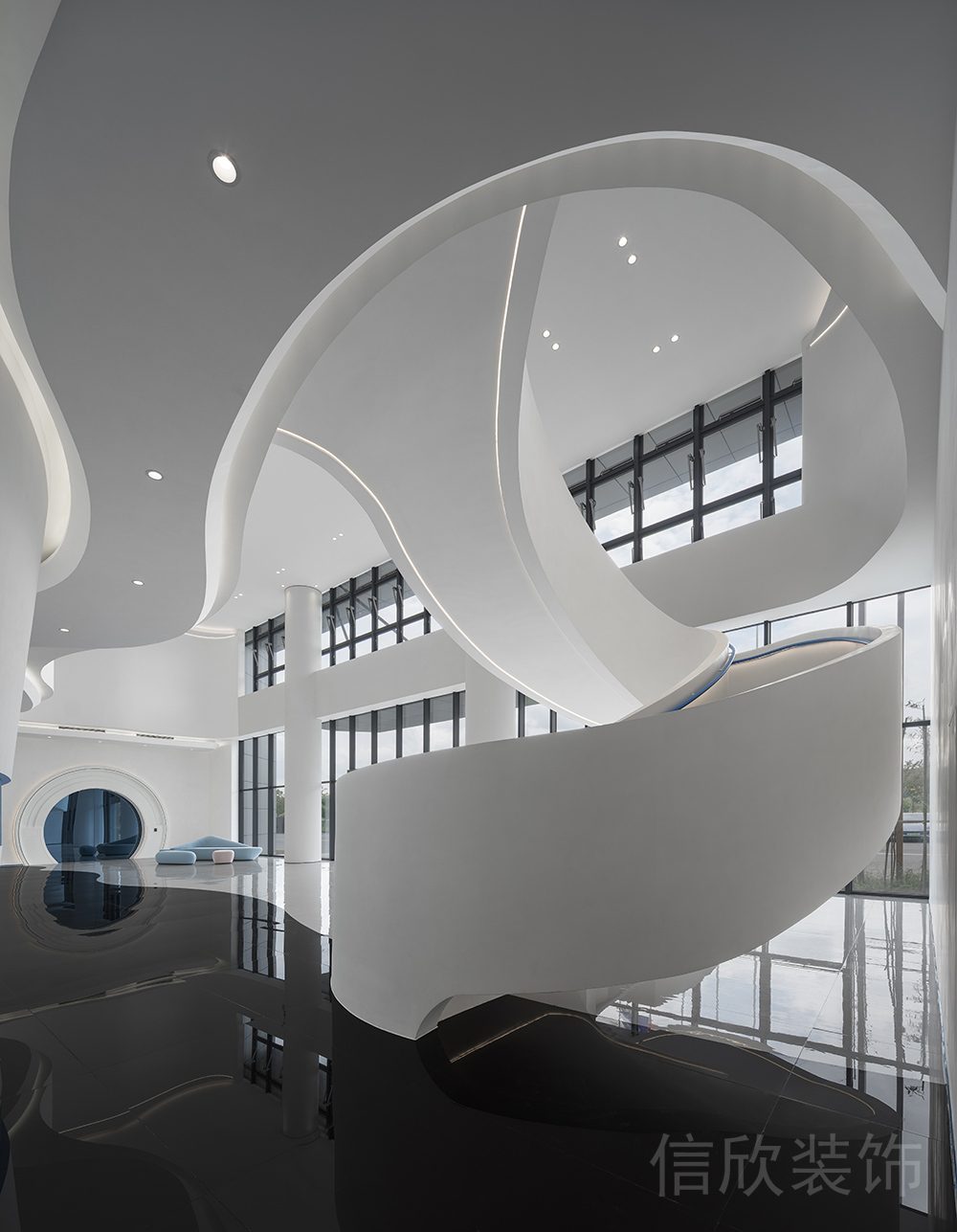 燈帶效果圖白色旋轉(zhuǎn)樓梯辦公室設(shè)計(jì)圖