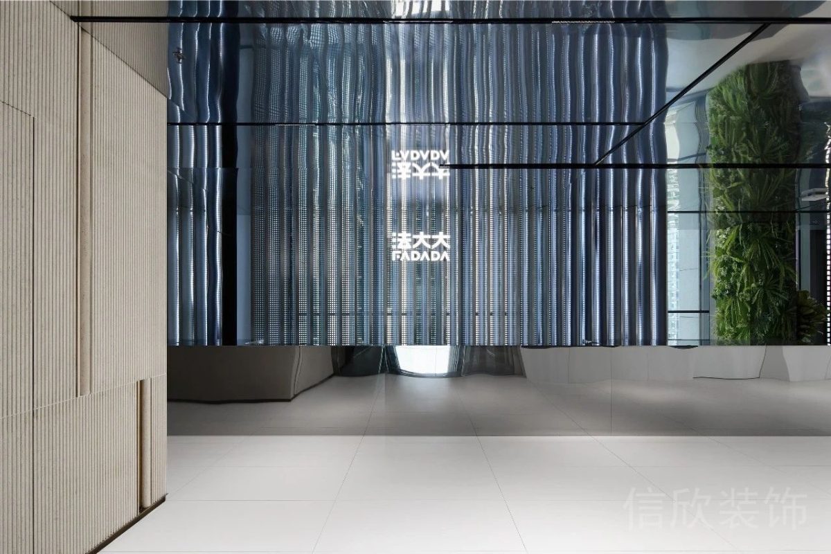 法大大裝修設(shè)計辦公室金屬現(xiàn)代未來科技感背景板大廳過道辦公室