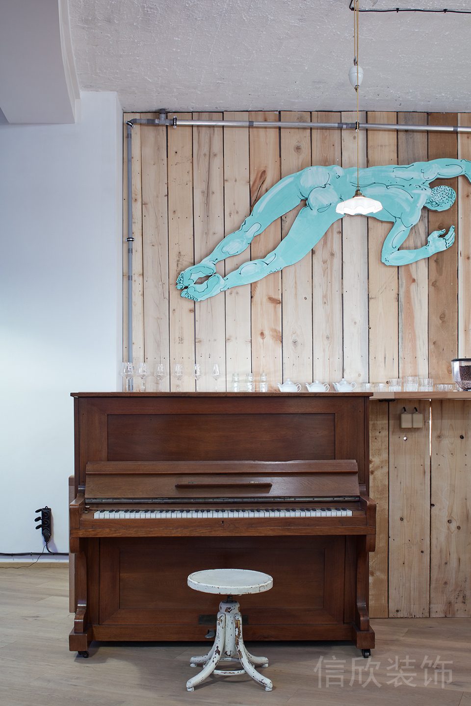 復(fù)古不銹鋼白色圓形小座椅設(shè)計(jì)復(fù)古原木風(fēng)鋼琴裝修辦公室休息區(qū)設(shè)計(jì)圖