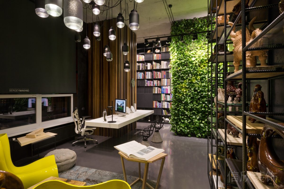 黃色沙發(fā)總裁辦公室洽談區(qū)裝修效果圖北歐風(fēng)植物墻體效果圖