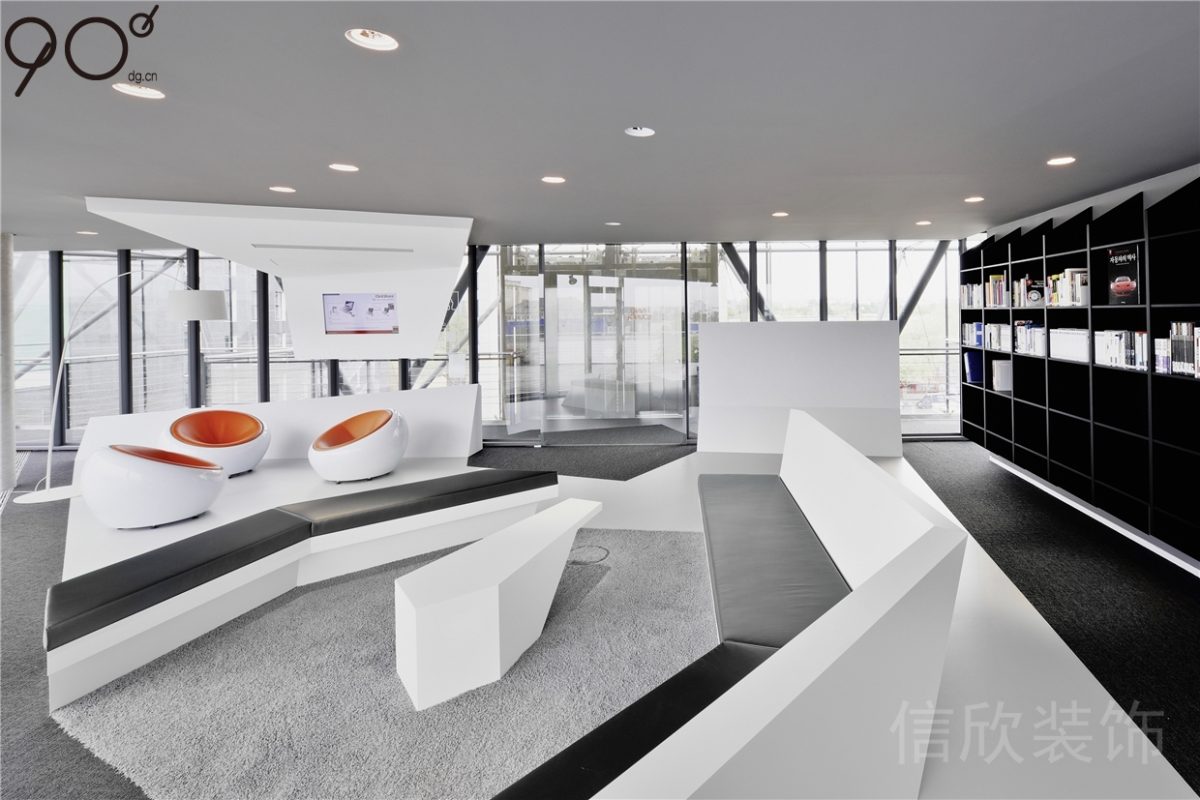 幾何線(xiàn)條白色大廳休息區(qū)裝修設(shè)計(jì)效果辦公室