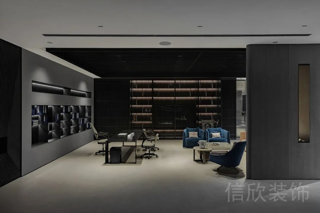 開放式休息區(qū)裝修灰色效果黑白色調(diào)大廳過(guò)道辦公室