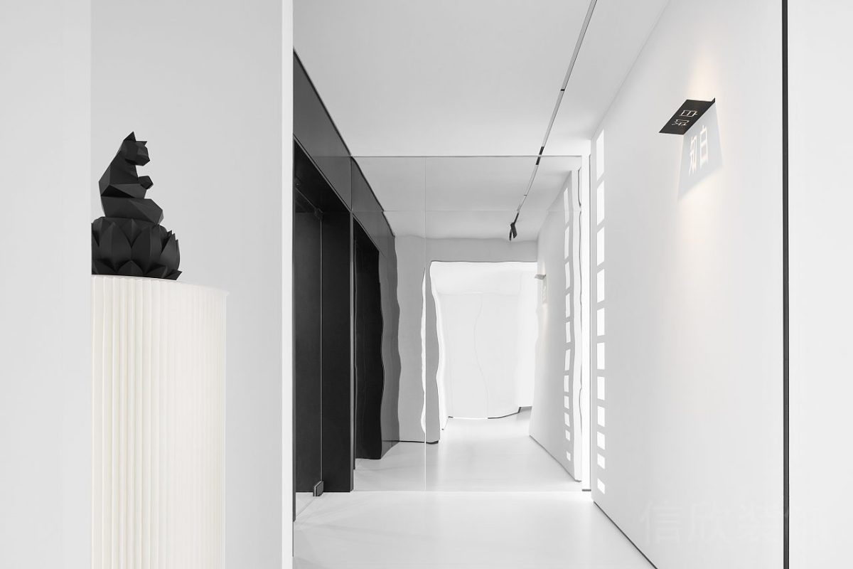 辦公室走廊效果圖白色高級感簡約風(fēng)設(shè)計(jì)藝術(shù)擺件肌理設(shè)計(jì)